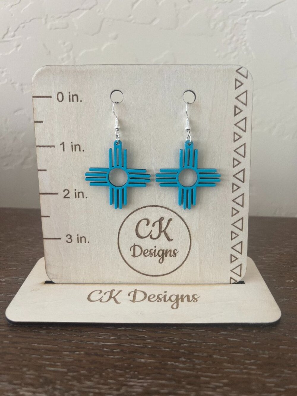Turquoise Painted Zia Earrings